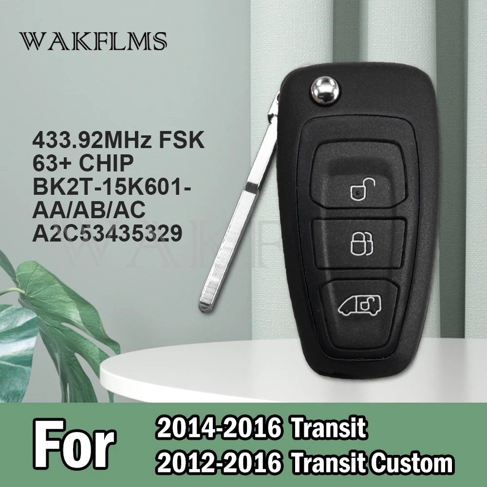 3btn дистанционный флип ключ брелок 433 92 МГц для Ford Transit Custom 2012 2013 2014 2015 2016 без лезвия