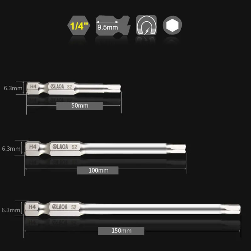 LAOA шестигранными битами 2PCS электрическая отвертка бит S2 сплав Сталь