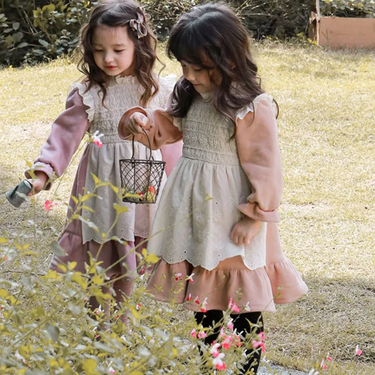 

2021 Fall and Winter New Girl Princess Cute Fake Two Thick Dress Princess Dress for Girls Girls Fall Clothes