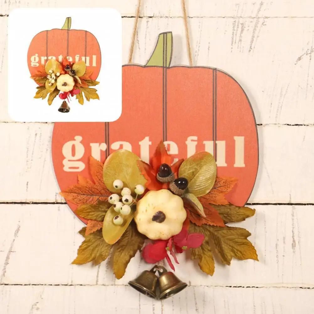 

Faux Silk Flower Good Pumpkin Shaped Halloween Welcome Sign Yellow Color Decorative Sign Attractive for Patio