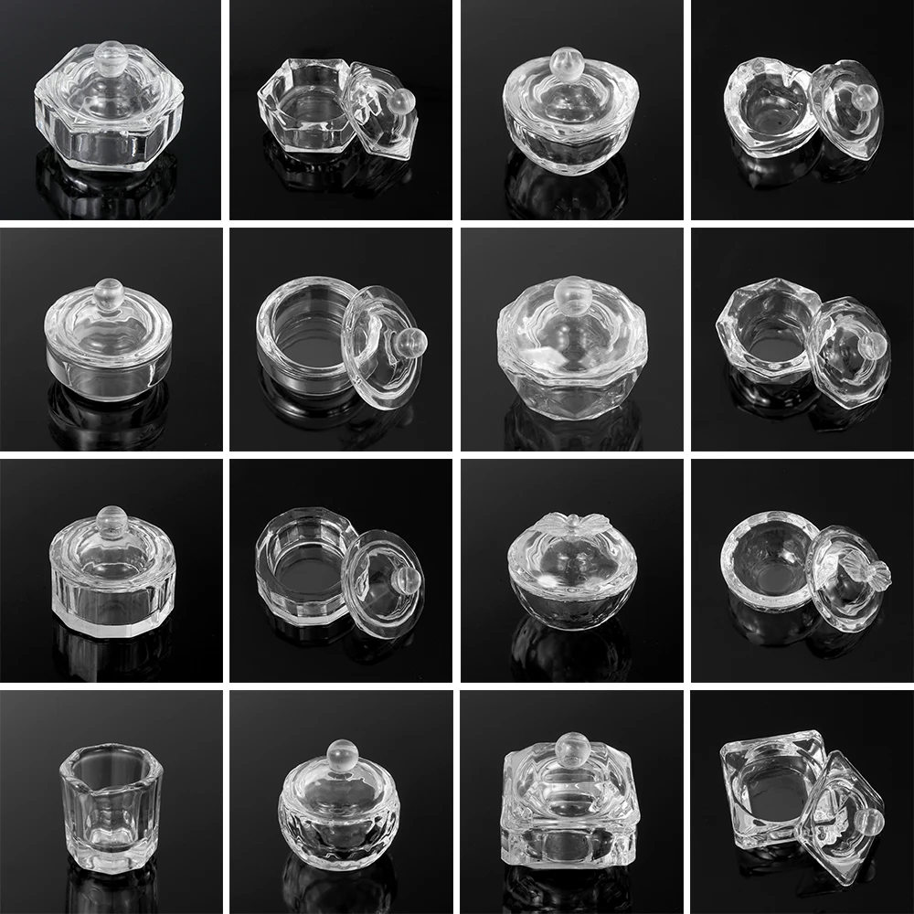 1 шт. акриловая пудра жидкое Хрустальное стекло Dappen чаша держатель чашки