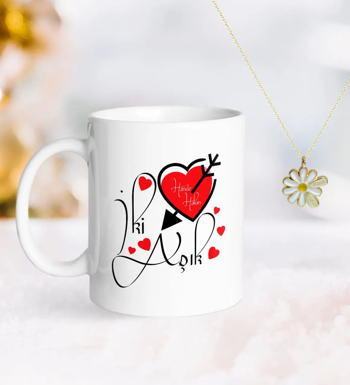 

Персонализированные ко Дню Святого Валентина кружка и двойной Дейзи Kolye-17