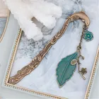 Винтажная букмека в виде цветка стрекозы из сплава под старину, бронзовая, зеленая, имитация бирюзового пера, книжные маркеры, ювелирные изделия в подарок, 1 шт.