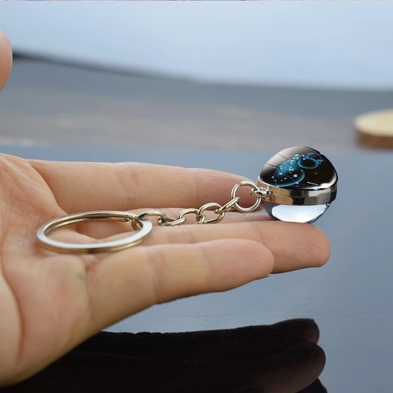 

12 Constellation Luminous Keychain Glass Ball Pendant Zodiac Keychain Glow In The Dark Key Chain Holder Men Women Birthday Gift