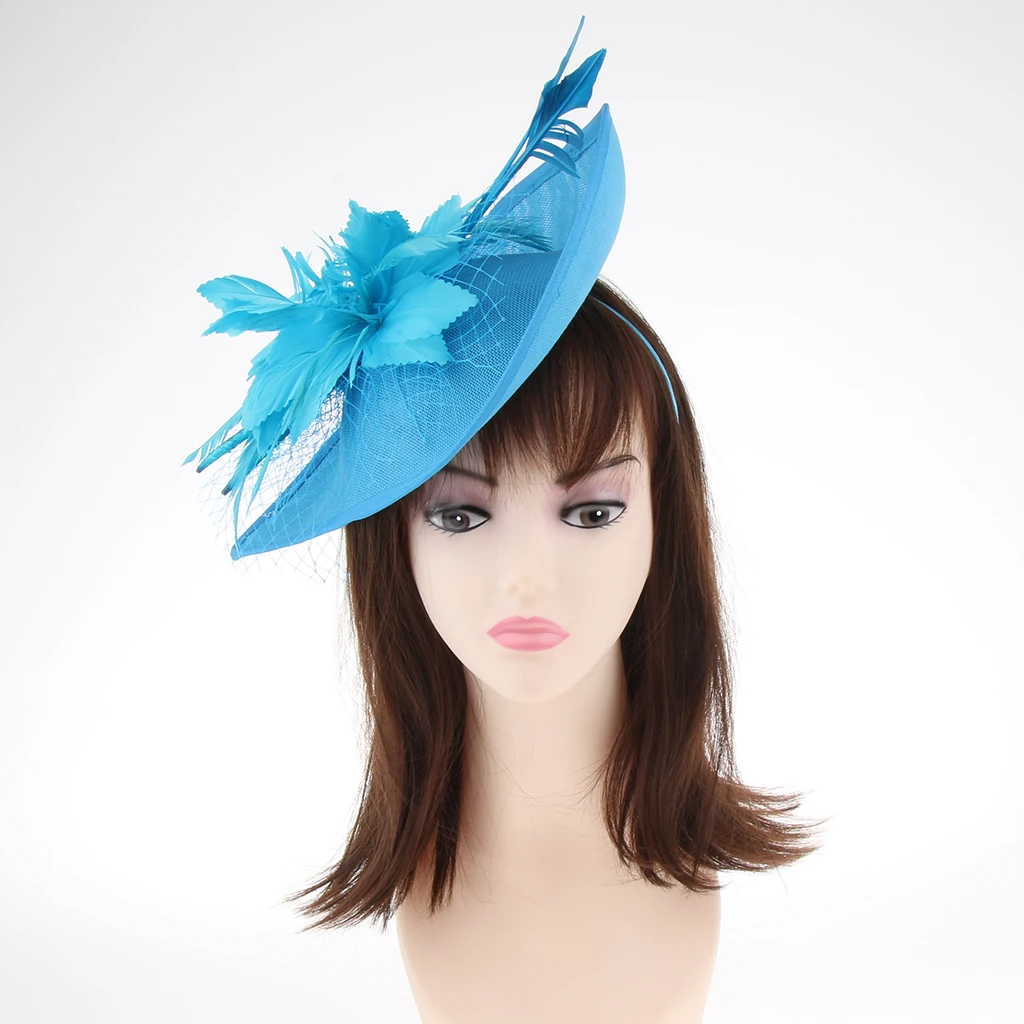 

Feather Hair Fascinator Hat Veil Headband Clip Wedding Ascot Races Headpiece