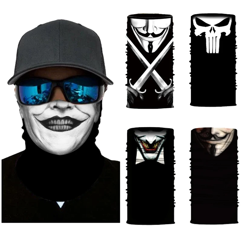 3D Bandana Headband Braga Cuello Outdoors Neck Buffs Joker Anonymous Seamless Skull Motorcycle Face Mask Winter Scarf | Спорт и