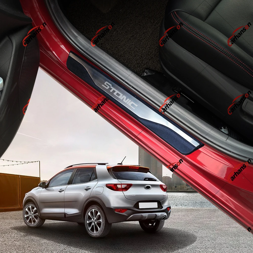 Автомобильные наклейки аксессуары для Kia Stonic полоса на порог двери защитные