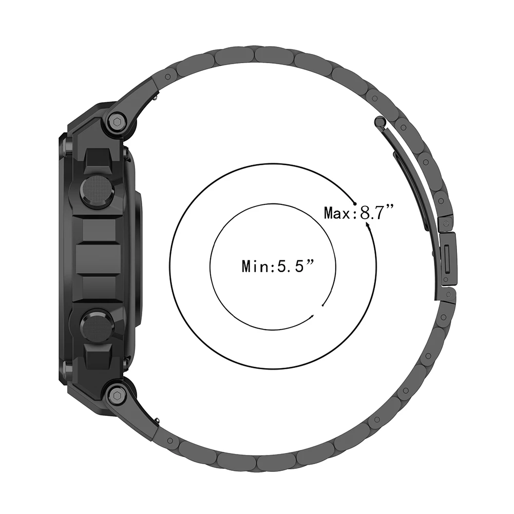 

Smart Watch Strap Outdoor Stainless Steel Shopping Wearing Accessories for Huami Amazfit T-Rex Metal Replacement Band