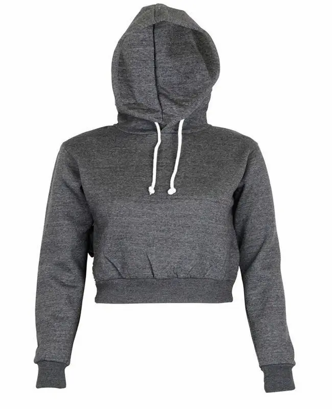 Women Sweatshirt Solid Crop Hoodie Long Sleeve Short Hooded Pullover Coat Casual Sweatshirt Top Clubwear Sports Wear
