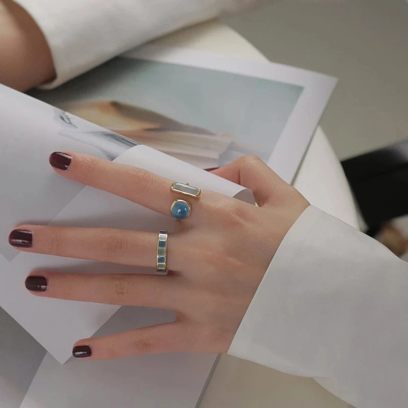 2 шт./компл. 2022 корейская мода темпераментные металлические кольца с ракушкой для