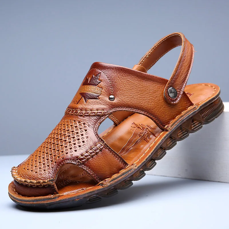 

Сандалии KA3560 мужские из натуральной кожи, пляжные босоножки на толстой нескользящей подошве, модные туфли из воловьей кожи для отдыха летом...