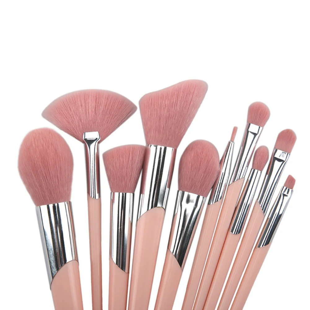 New oblique tube makeup brush set 7 10 pieces 11 powder silver portable tools | Красота и здоровье