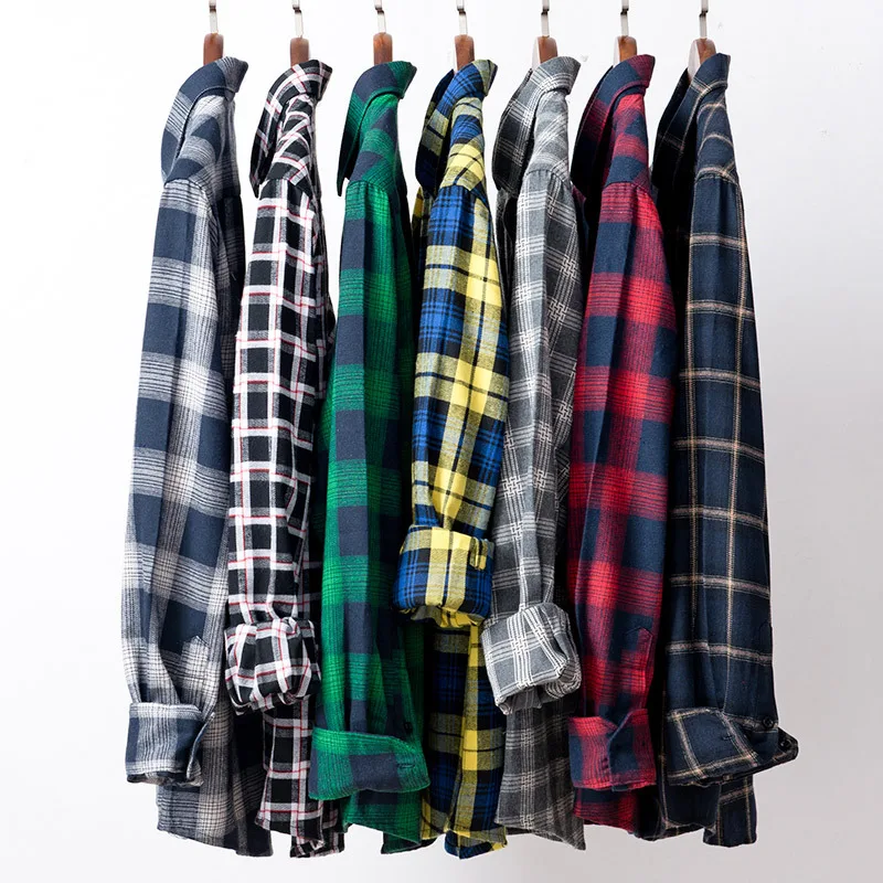 Men Flannel Plaid Shirt 100% Cotton 2019 Spring Autumn Casual Long Sleeve Soft Comfort Slim Fit Styles Brand Man Plus Size | Мужская