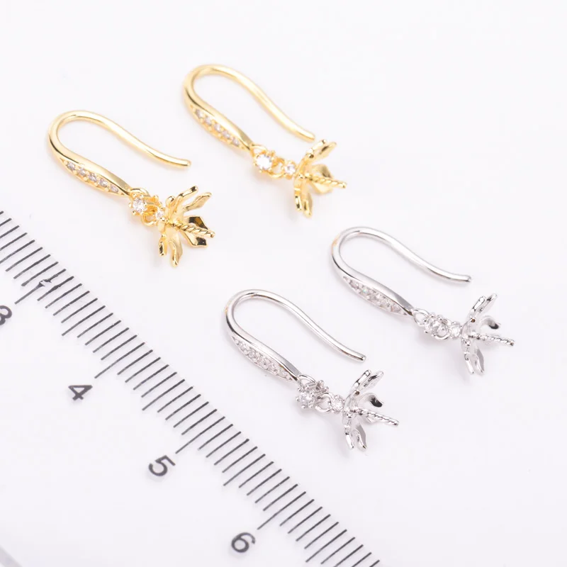 S925 Стерлинговое Серебро Висячие серьги с покрытием родия для женщин DIY жемчужные