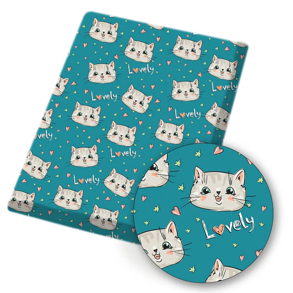 Хлопко бумажная ткань полиэфира лист с верхом из ткани рисунком кота мультфильма