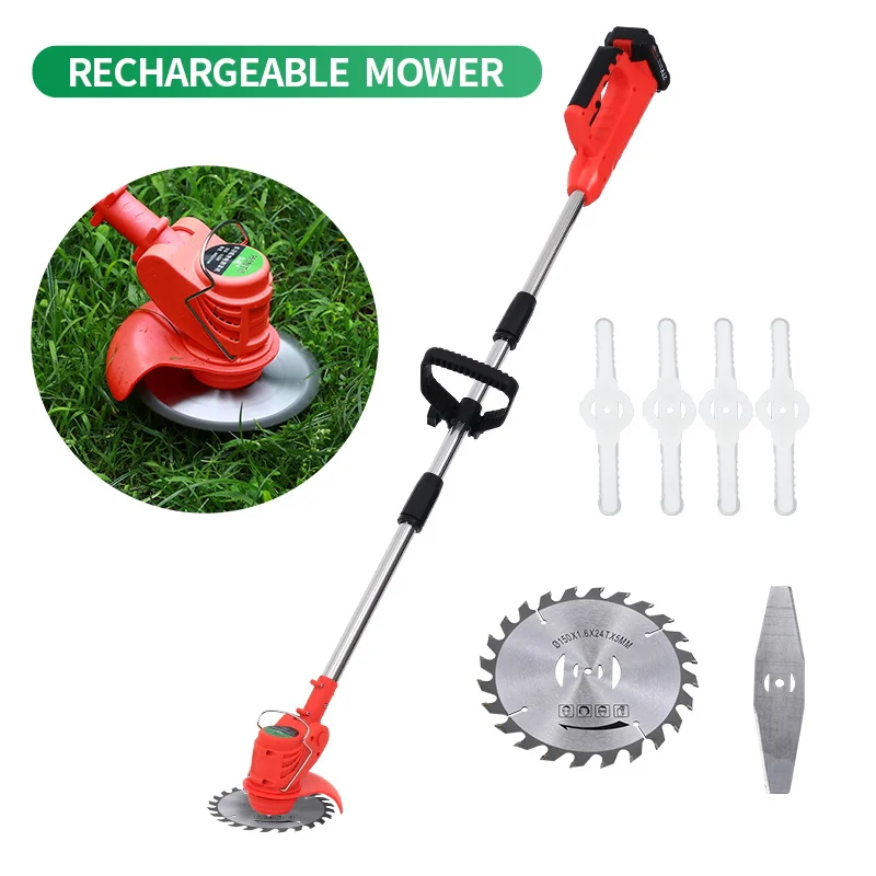 21V Cordless Grass Trimmer Electric Lithium-ion 12 inches Lawn Mower Grass String Trimmer Pruning Cutter Garden Tools