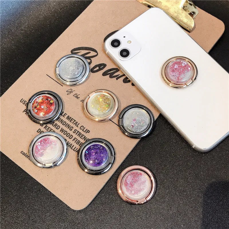 Универсальный кронштейн для мобильного телефона кольцо блестящее с зыбучим