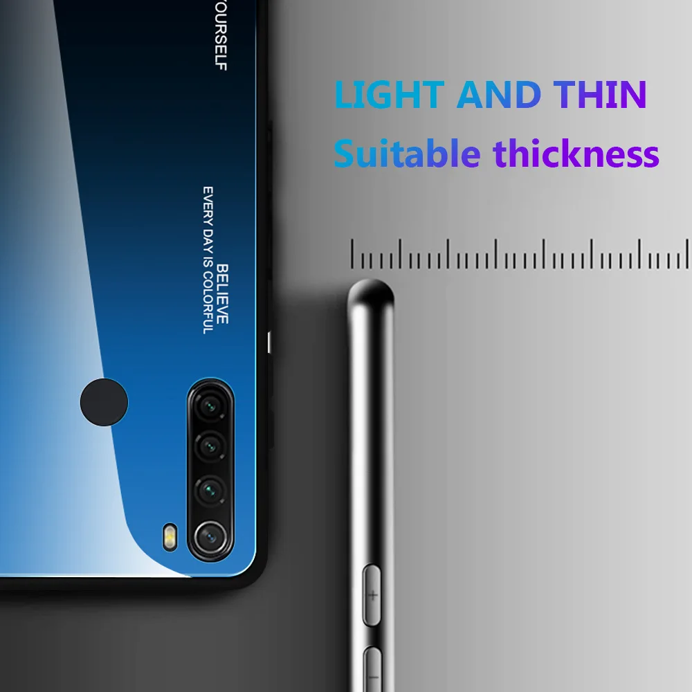 Градиентный чехол из закаленного стекла для Xiaomi Redmi Note 7 5 6 8 Pro Red mi Pocophone F1 A2 Lite 6X