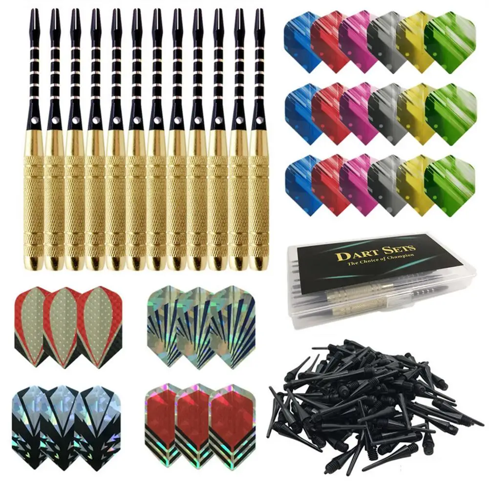 

12 Pieces Professional 15g Soft Tip Darts Set With 100 PCS Extra Plastic Tips For Electronic Dartboard Accessories