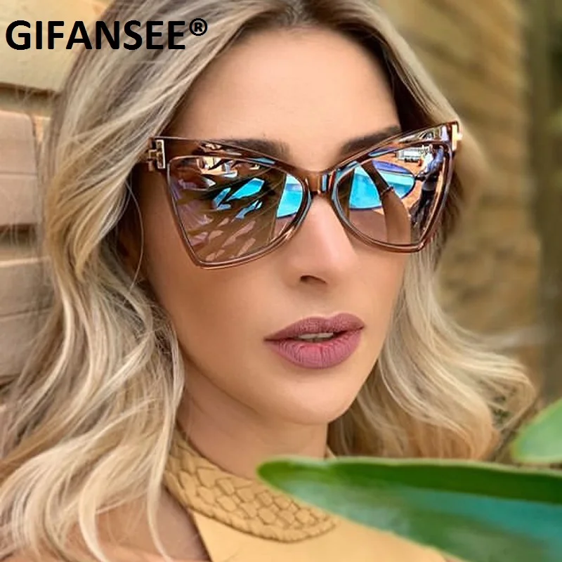 Очки солнцезащитные GIFANSEE женские большие милые пикантные Ретро кошачий глаз