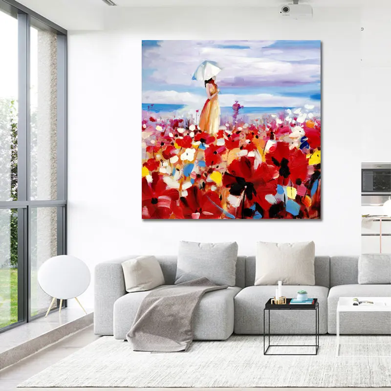 Картина на холсте с изображением красивых цветов и девушек одна панель настенные