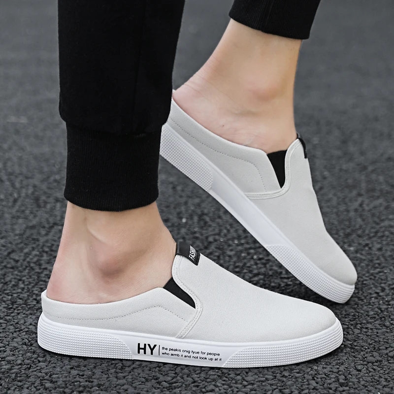 Туфли PUPUDA мужские холщовые дышащие полутапочки Повседневная модная трендовая