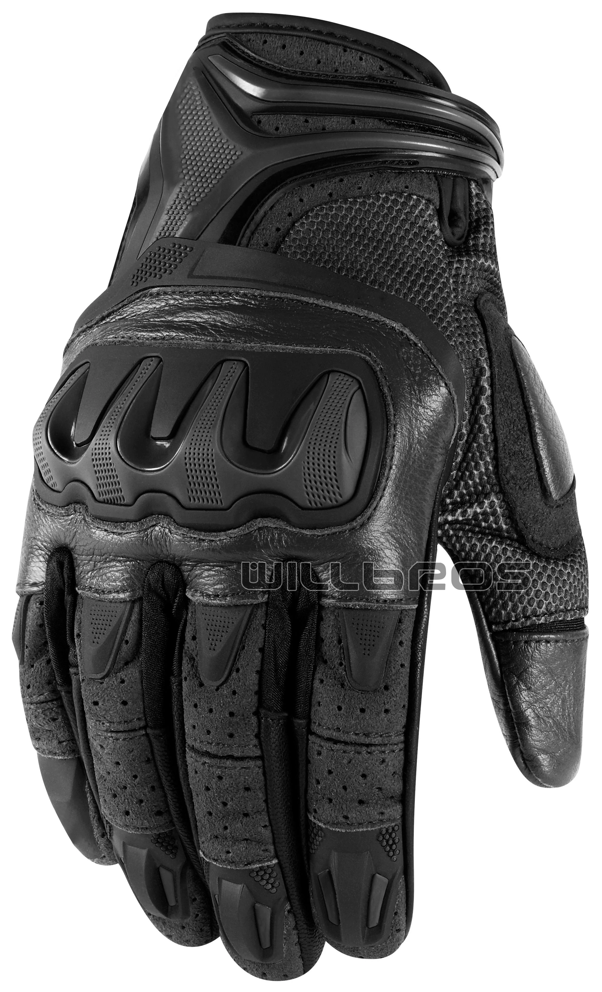 

Leather Mesh Summer Gloves Motorcycle Guantes Motorbike Mountain Bicycle MX Dirt Bike Motor Black Luvas Mens