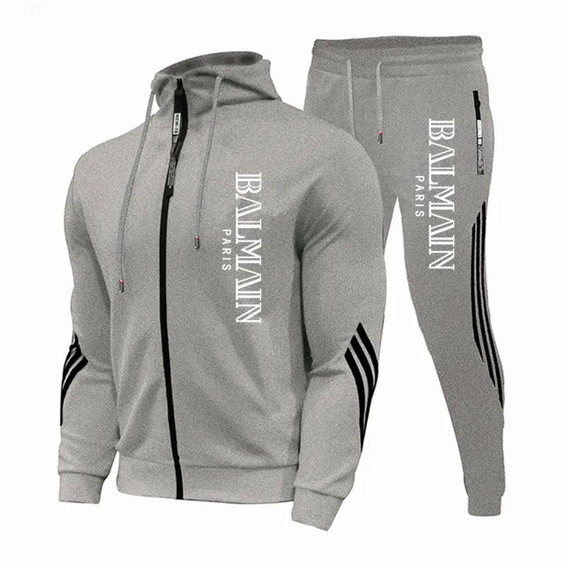 

Sports Brand Hoodie Sweatpants Set Fashion Zipper Hoodie Men Tracksuit Wear Pullover Sweatershirt Hoodies+Pants Suits/Sets