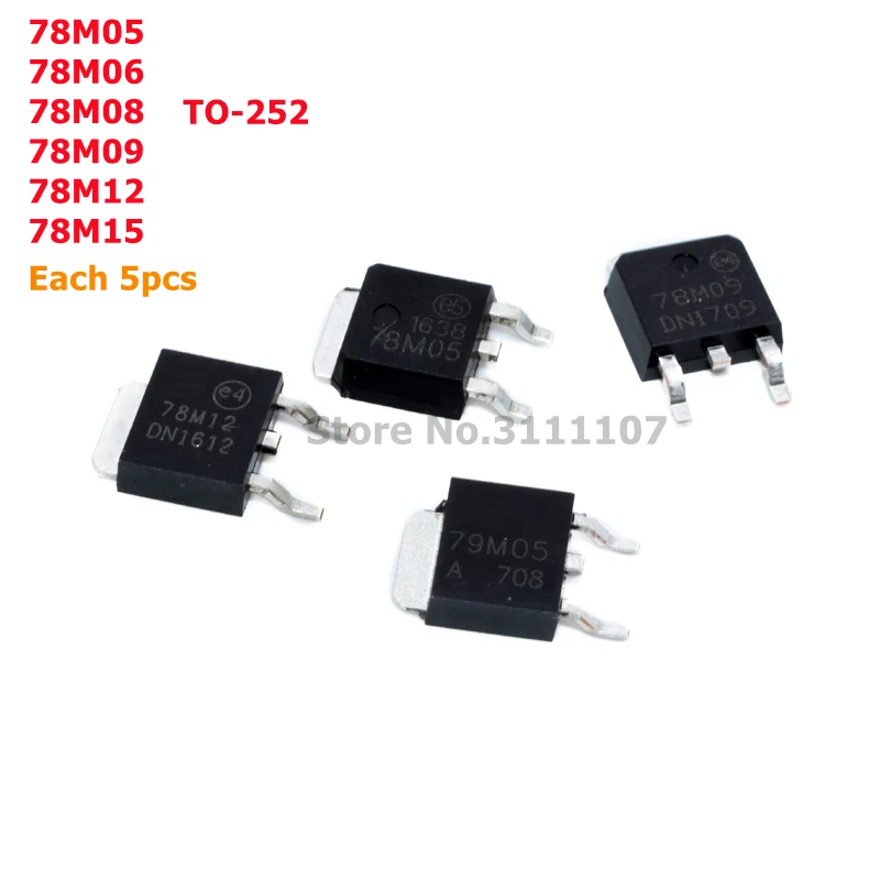 

30pcs = 6 Kinds *5pcs TO-252 Transistor Kit 78M05 78M06 78M08 78M09 78M12 78M15 each 5pcs