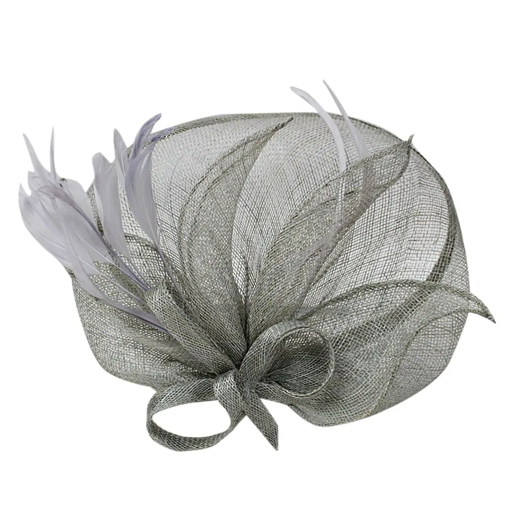 Женская модная свадебная сетчатая шляпа Вуалетка с сетчатыми лентами и перьями