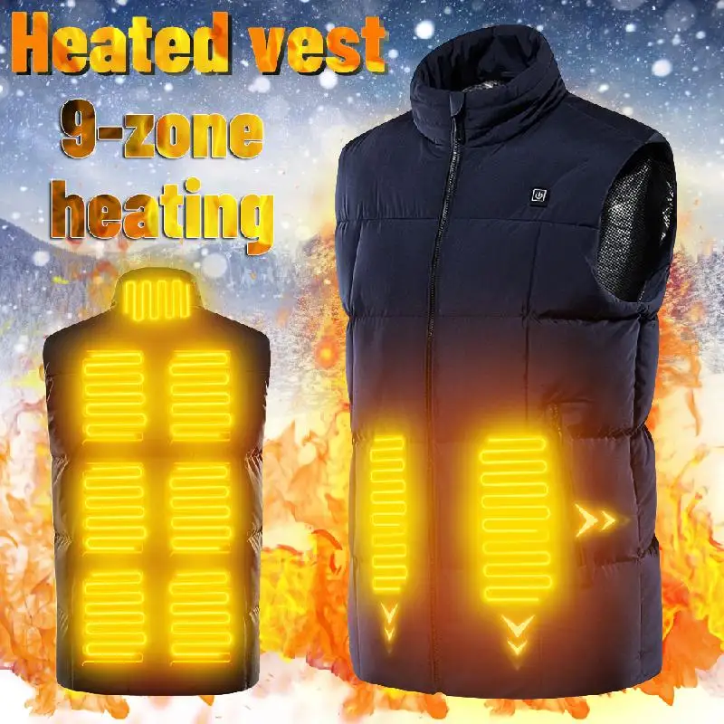 

9 Heated Vest Zones Electric Heated Jackets Men Women Sportswear Heated Coat Graphene Heat Coat USB Heating Jacket For Camping
