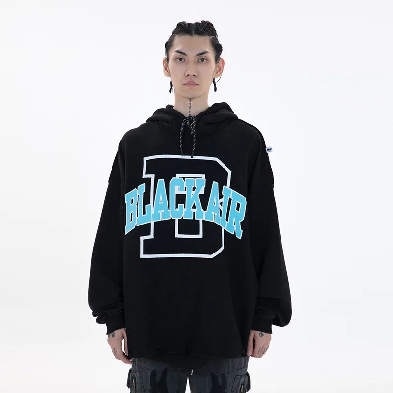 

Men Hip Hop Hoodie Sweatshirt Streetwear Letter Print Pullover Spring Harajuku Cotton Casual Woman Hooded Double-sided Hoodie