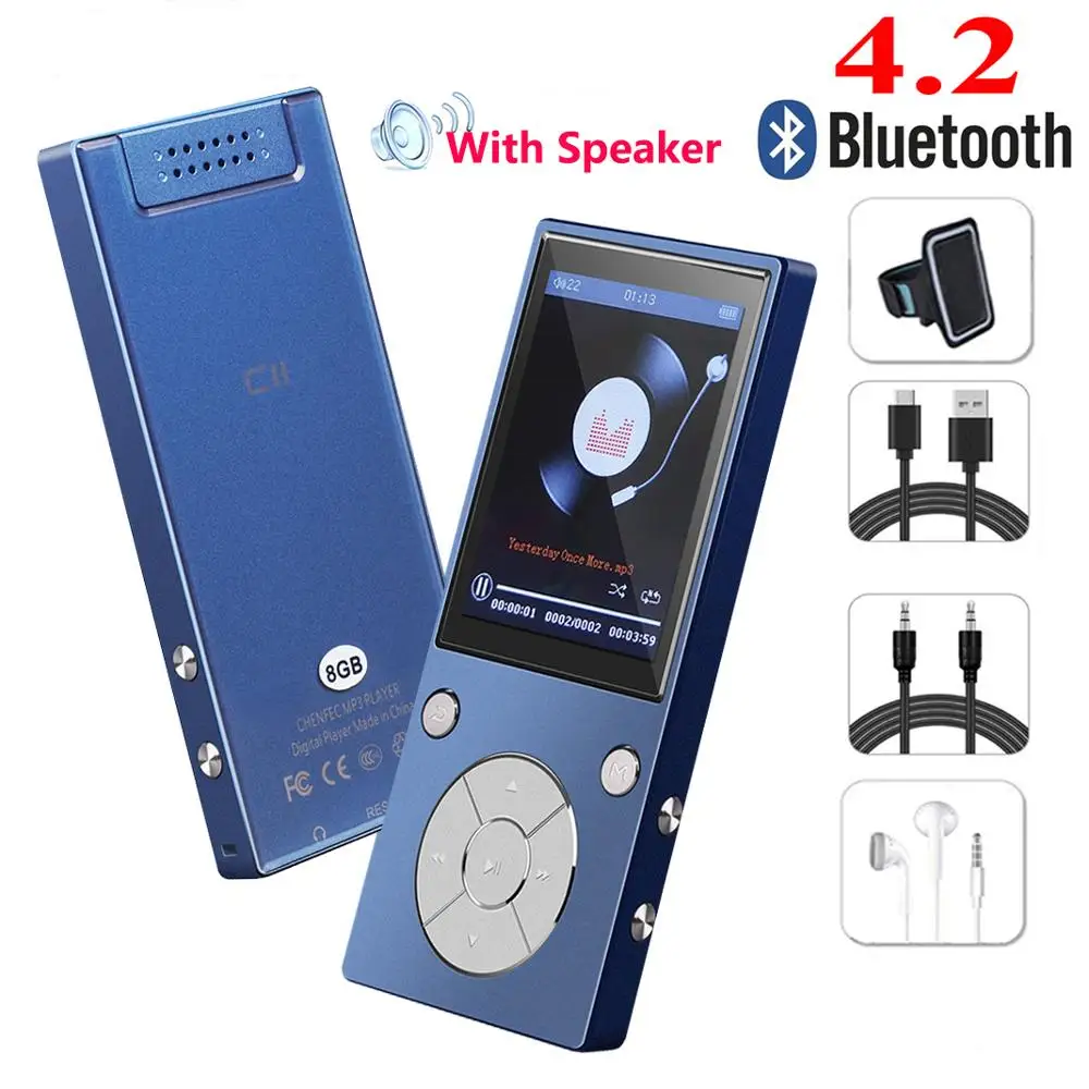 C11-Full Set-blue Mp3-плеер с Bluetooth, встроенный динамик, металлический музыкальный плеер без потерь с fm-радио, электронная книга для Walkman с поддержкой tf-карты до 128 ГБ - Цвет: C11-Full Set-blue