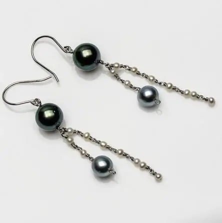 Бесплатная доставка 8 мм Разноцветные серьги капельки из настоящего жемчуга