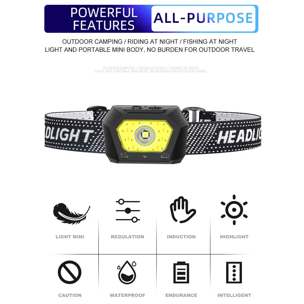 

LED Headlamp Red Light Outdoor Headlight 5-Modes Waterproof USB Flash Head Lamp Torch Lantern For Hunting