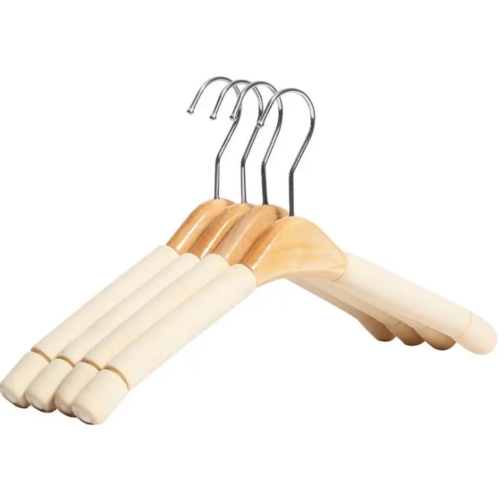 

50 Pcs Solid Wood Hangers Trousers Coat Clothes Hanger for Suit Sponge Padded Coats Shirts Cloth Holders SN3734