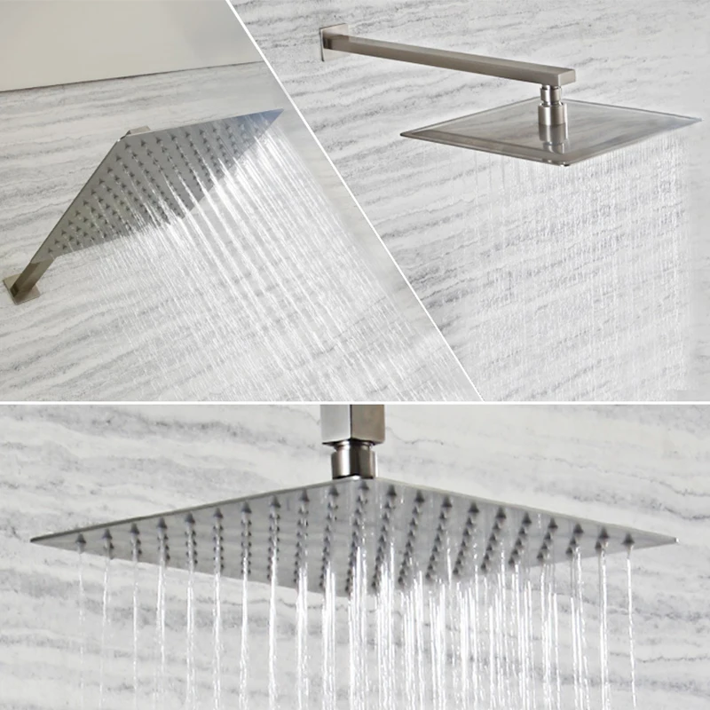 Матовая никелевая квадратная душевая головка из нержавеющей стали настенная