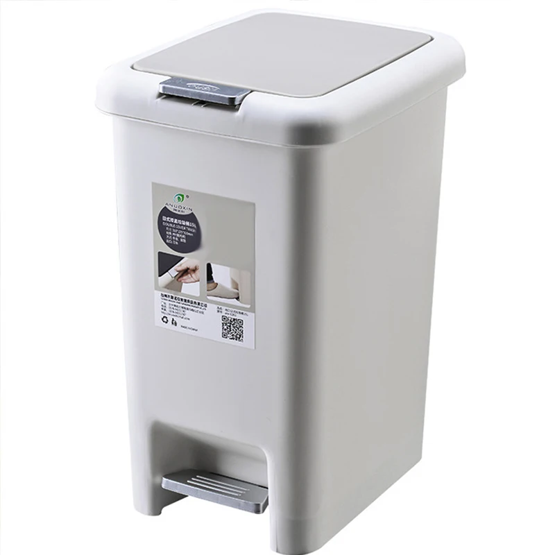 

15L Trash Can Pedal Type Kitchen Toilet Waste Bin Living Room Bathroom Paper Basket Trash With Lid Classified Household Storage