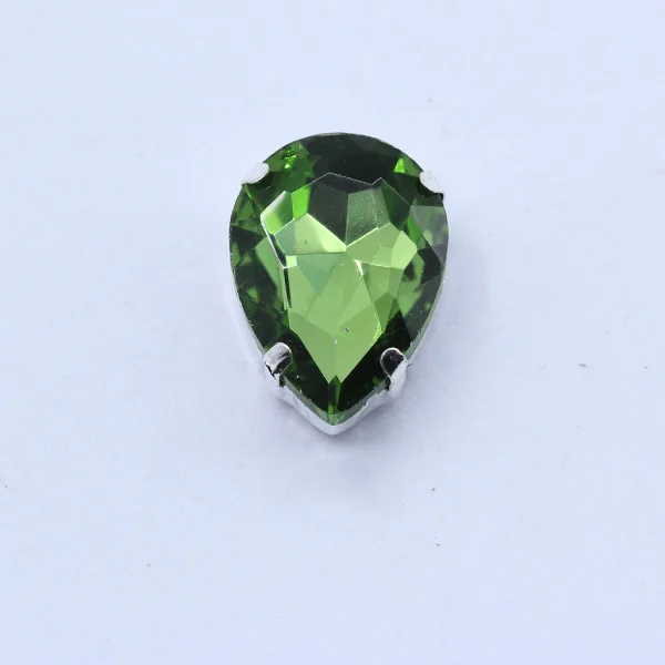 grass green Все размеры каплевидные пришитые Хрустальные стеклянные каменные Стразы для шитья Серебряная основа Кнопка Ремесло обувь сумки головные уборы одежда аксессуары - Цвет: grass green