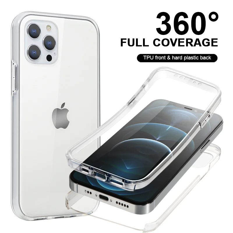 

360 Full Body Protetive Phone Case For iPhone 13 11 12 Pro XS MAX X XR 7 8 6 6S Plus 5 5S Case Clear Cover Screen Protector