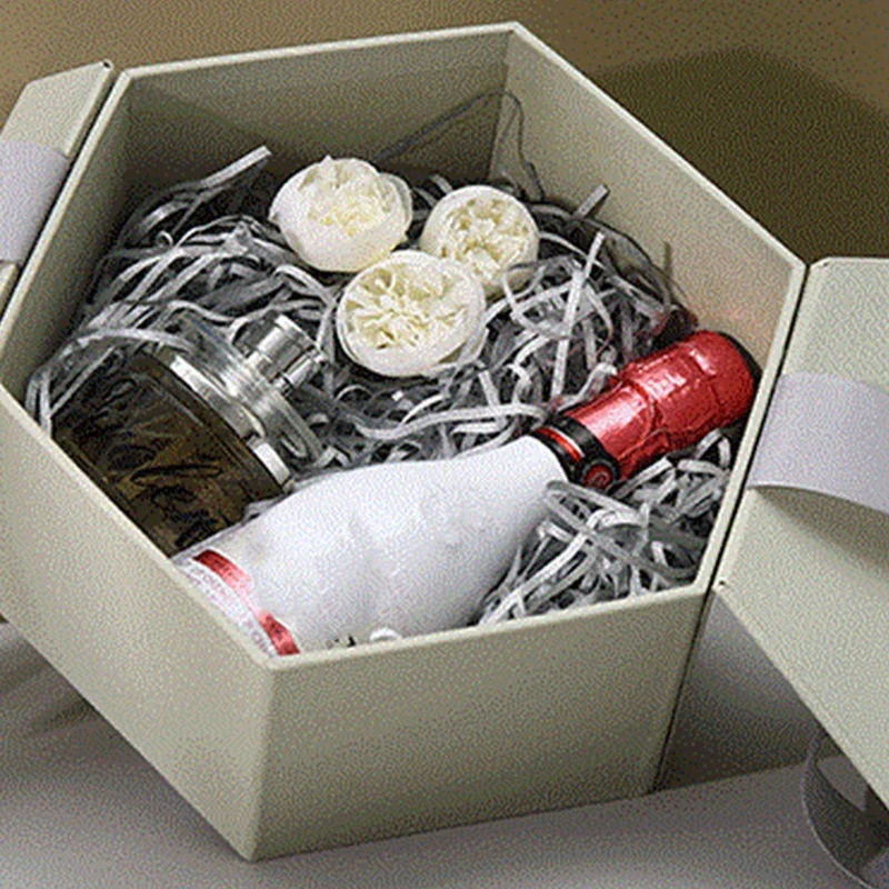 1 шт. Шестигранная Подарочная коробка с бантом Свадебная для конфет