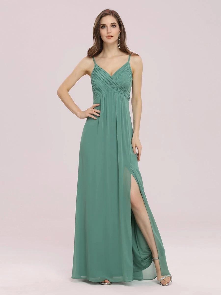 

Ever PrettyWomen's Wholesale V Neck Chiffon Bridesmaid Dress With Side Split