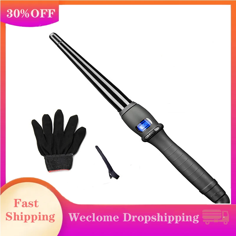 

Щипцы для завивки волос светодиодный цифровой Температура Дисплей щипцы для завивки волос ролика волосы кудри палочка для завивки волос, у...