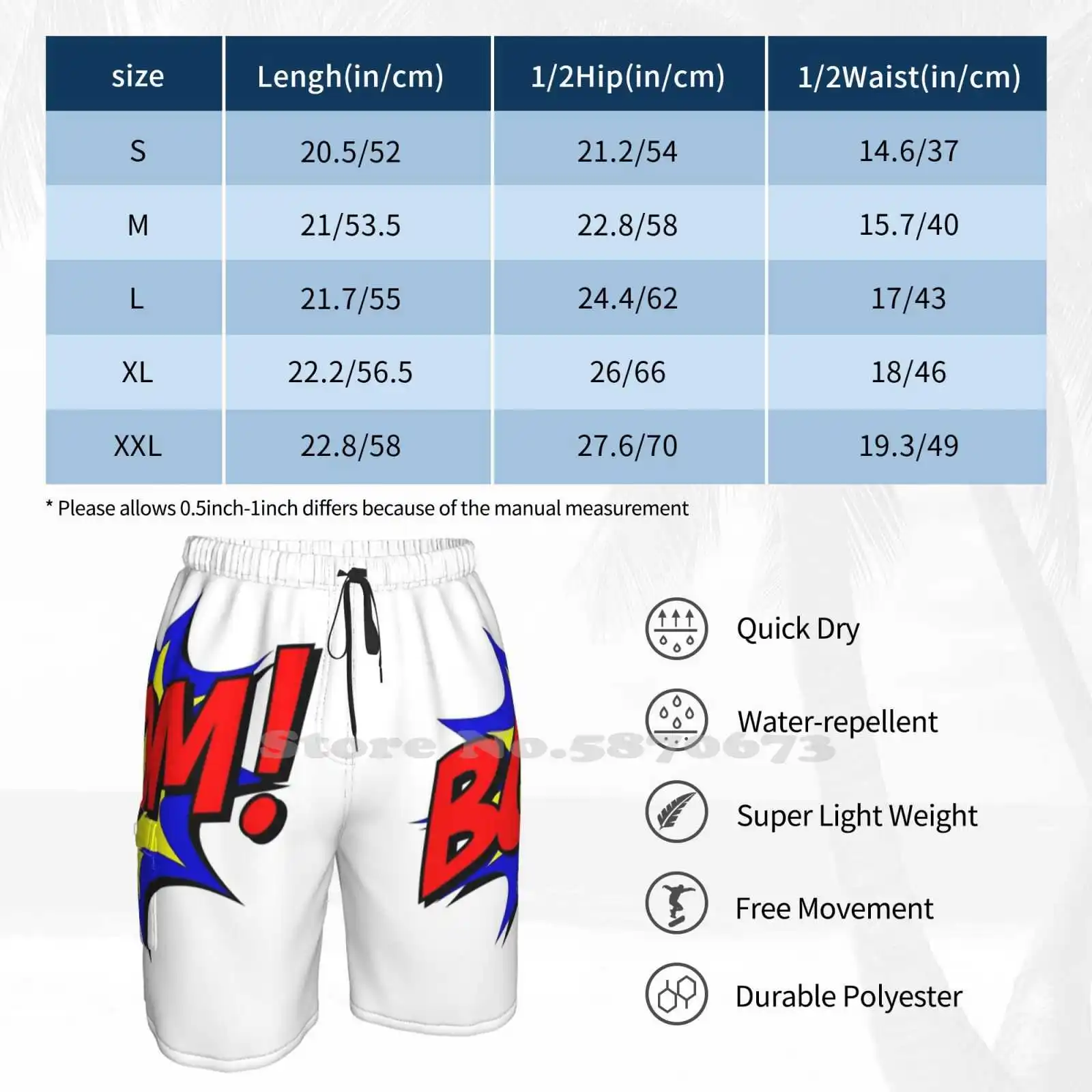 Модные новые мужские пляжные шорты комикс бум-бум дуб комикс-книга обзор бум |