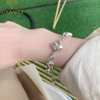 xiyanike silver color square love heart u shape chain splicing bracelet female unique design simple charm jewelry party