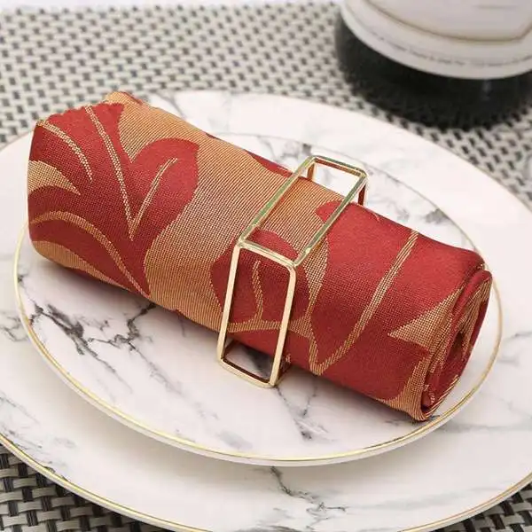 

12PCS European Hollow Square Napkin Ring Gold Napkin Buckle Wedding Hotel Package Decorative Napkin Ring