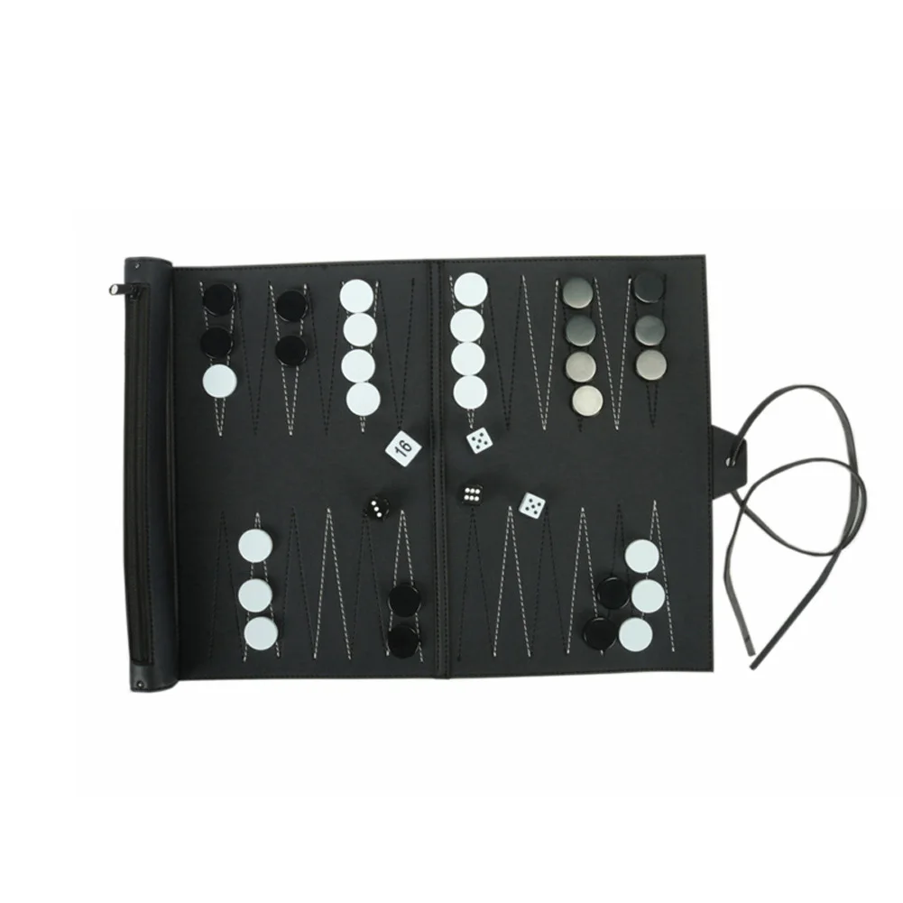 

Dropshipping PU Leather Backgammon Games Foldable Travel Chess Board Game