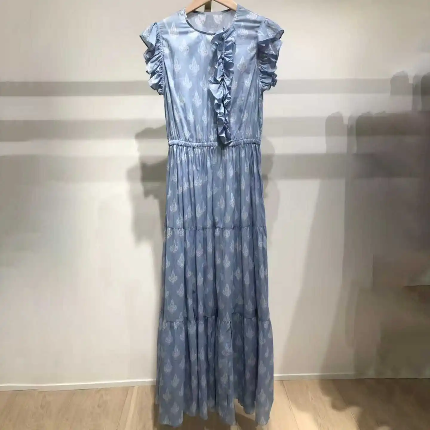 

Blue elegant maxi dresses for women cascading ruffle party dress women