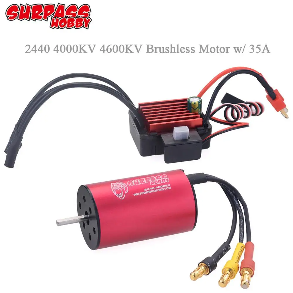 SURPASSHOBBY 2440 4000KV 4600KV бесщеточный мотор w/ 35A ESC для Traxxas HSP Tamiya Axial 1/16 1/18 RC багги