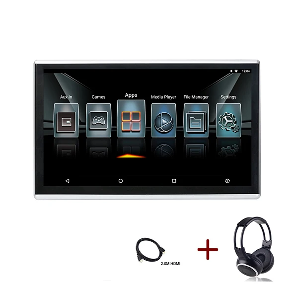 YAZH, 11,6 дюймов, 2 шт., автомобильный Android 9,0, подголовник, монитор, 1920*1080 HD, aux, fm-передатчик, автомобильный bluetooth, поддержка HDMI, вход, USB, SD карта - Цвет: 1X1HeadsetX2.0 HDMI